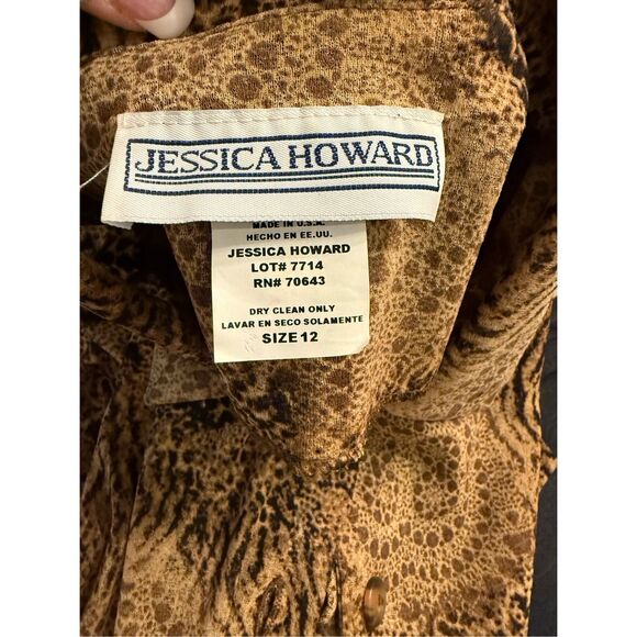 Jessica Howard Animal Print Dress & Jacket Dz. 12 Vintage 2-Pcs - Picture 10 of 10